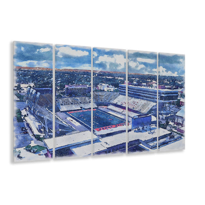 Albertsons Painting Stadium Watercolor, Boise Idaho Wall Art Decor, Sport Art, Extra Large Canvas Print Wall Art
