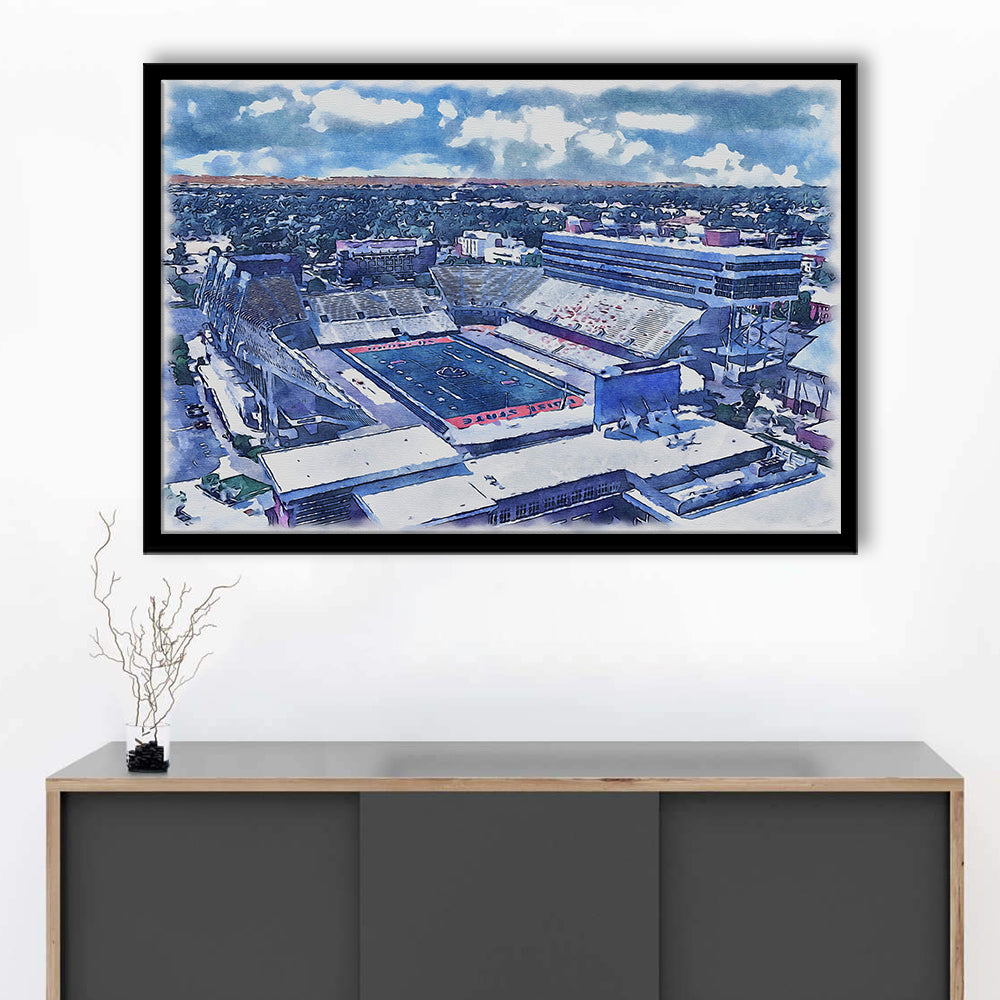 Albertsons Painting Stadium Watercolor, Boise Idaho Wall Art Decor, Sport Gift Art, Framed Art Print Wall Decor