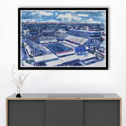 Albertsons Painting Stadium Watercolor, Boise Idaho Wall Art Decor, Sport Gift Art, Framed Art Print Wall Decor