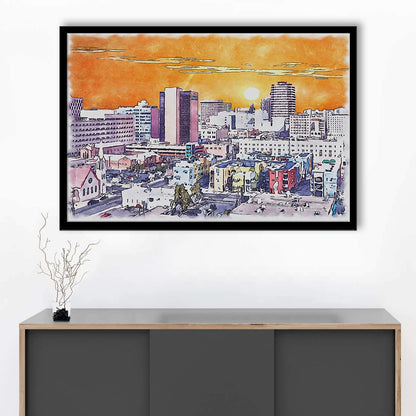 Albuquerque Watercolor, Albuquerque New Mexico, Sport Gift Art, Framed Art Print Wall Decor