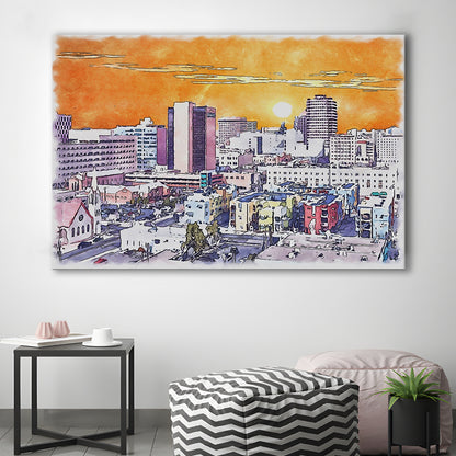 Albuquerque Watercolor, Albuquerque New Mexico, Sport Art, Gifts for him, Canvas Print Wall Art