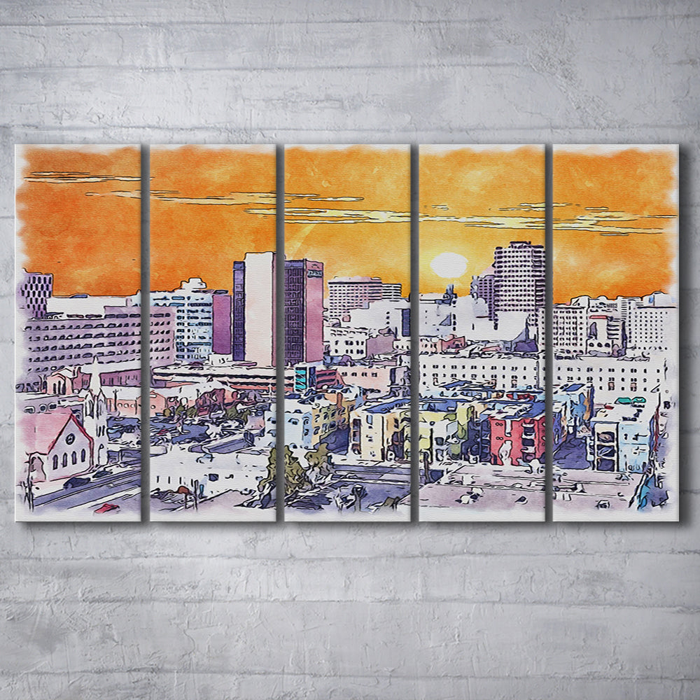 Albuquerque Watercolor, Albuquerque New Mexico, Sport Art, Extra Large Canvas Print Wall Art