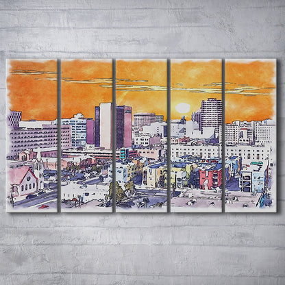 Albuquerque Watercolor, Albuquerque New Mexico, Sport Art, Extra Large Canvas Print Wall Art