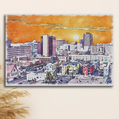 Albuquerque Watercolor, Albuquerque New Mexico, Sport Art, Gifts for him, Canvas Print Wall Art