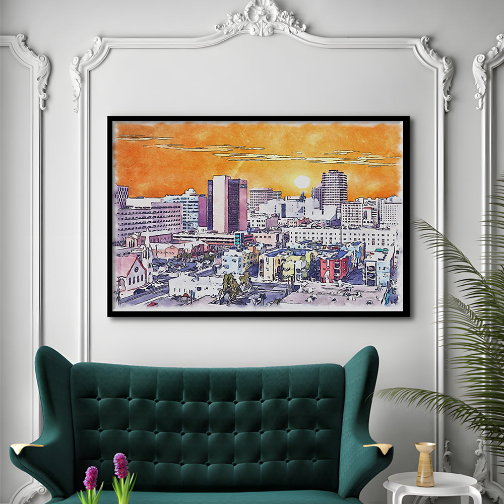 Albuquerque Watercolor, Albuquerque New Mexico, Sport Gift Art, Framed Art Print Wall Decor