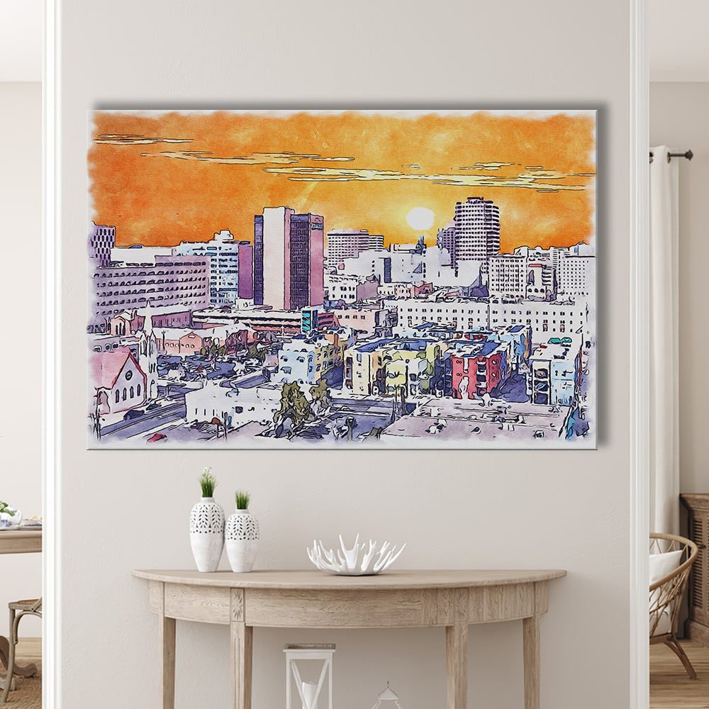 Albuquerque Watercolor, Albuquerque New Mexico, Sport Art, Gifts for him, Canvas Print Wall Art