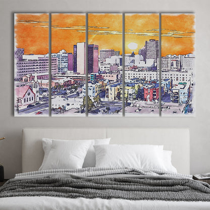 Albuquerque Watercolor, Albuquerque New Mexico, Sport Art, Extra Large Canvas Print Wall Art