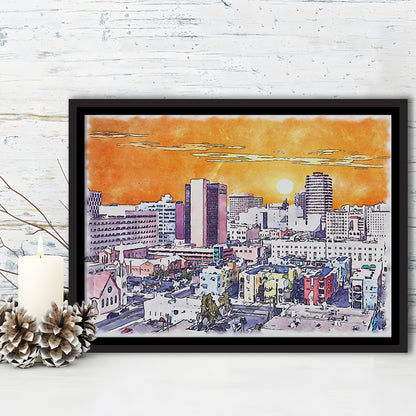 Albuquerque Watercolor, Albuquerque New Mexico, Sport Gift Art, Framed Canvas Print Wall Art