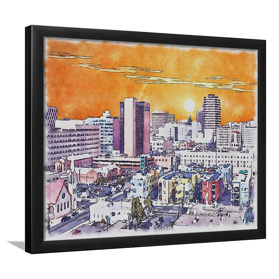 Albuquerque Watercolor, Albuquerque New Mexico, Sport Gift Art, Framed Art Print Wall Decor
