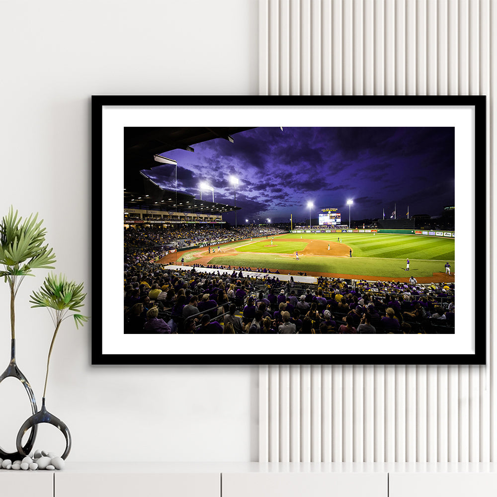 Alex Box Stadium, Stadium Canvas, Sport Art, Gift for him, White Border Framed Art Print Wall Decor