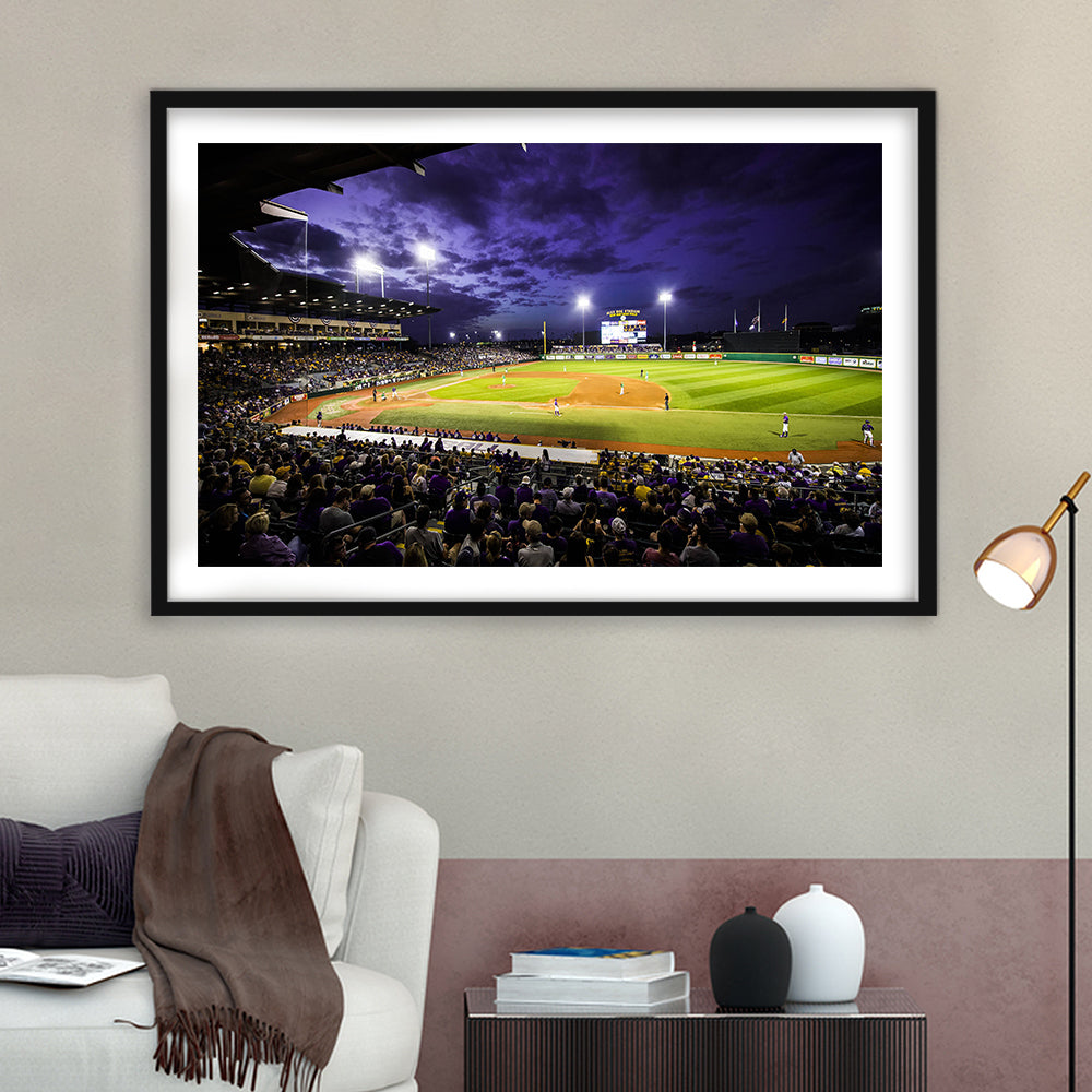Alex Box Stadium, Stadium Canvas, Sport Art, Gift for him, White Border Framed Art Print Wall Decor