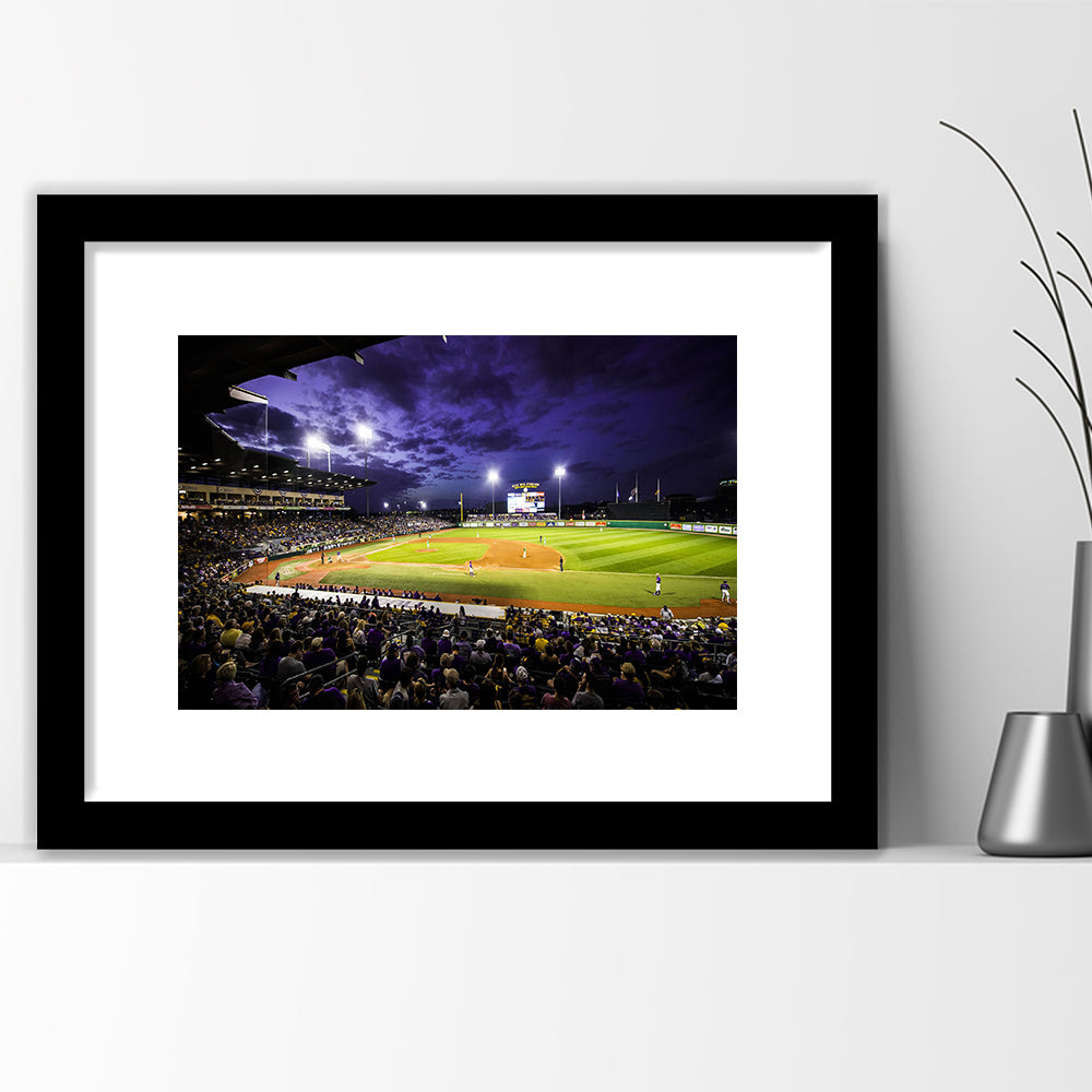 Alex Box Stadium, Stadium Canvas, Sport Art, Gift for him, White Border Framed Art Print Wall Decor