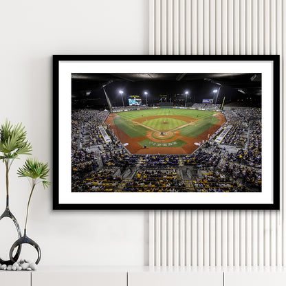 Alex Box Stadium in Louisiana, Stadium Canvas, Sport Art, Gift for him, White Border Framed Art Print Wall Decor