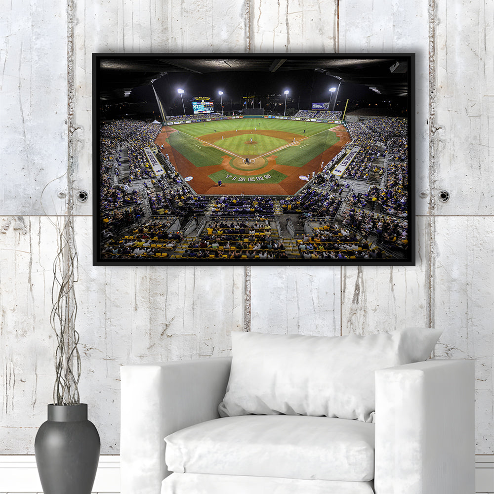 Alex Box Stadium in Louisiana, Stadium Canvas, Sport Art, Framed Canvas Print Wall Art, Floating Frame