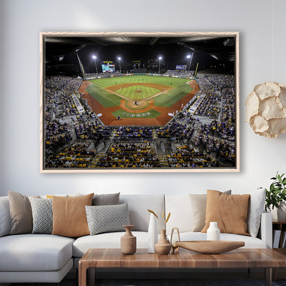 Alex Box Stadium in Louisiana, Stadium Canvas, Sport Art, Framed Canvas Print Wall Art, Floating Frame