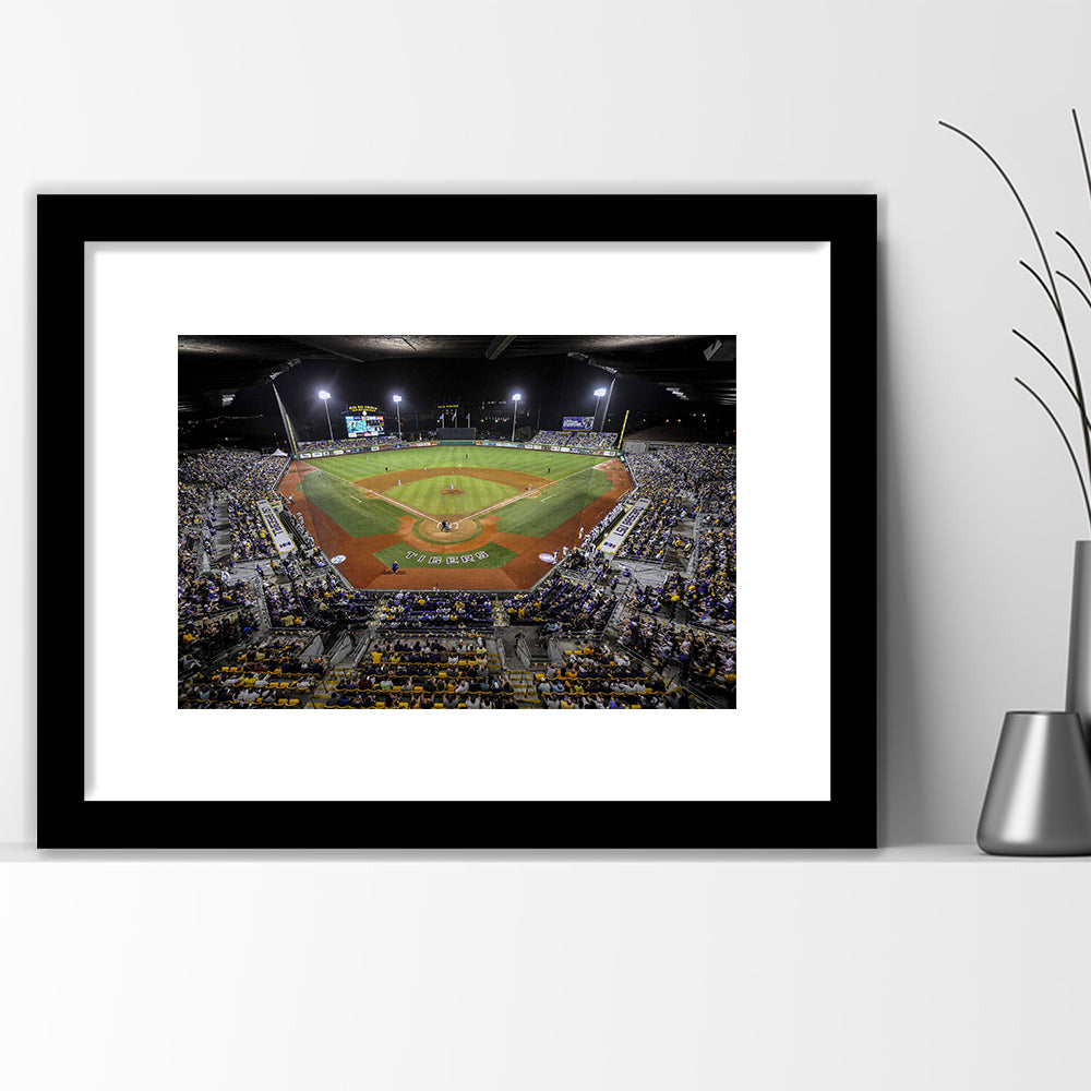 Alex Box Stadium in Louisiana, Stadium Canvas, Sport Art, Gift for him, White Border Framed Art Print Wall Decor
