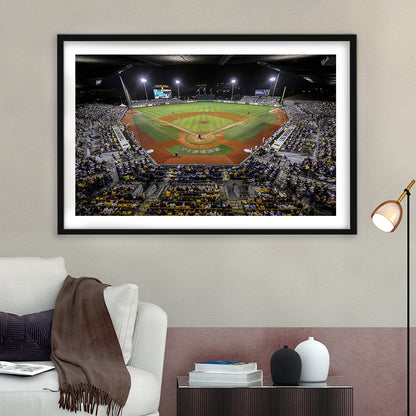 Alex Box Stadium in Louisiana, Stadium Canvas, Sport Art, Gift for him, White Border Framed Art Print Wall Decor
