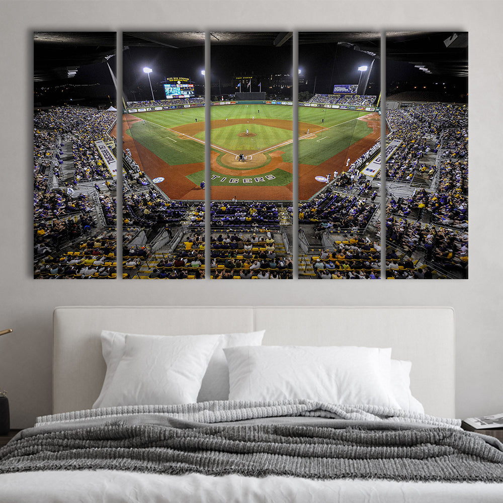 Alex Box Stadium in Louisiana, Stadium Canvas, Sport Art, 5 Panel B, Extra Large Canvas, Canvas Print Wall Art