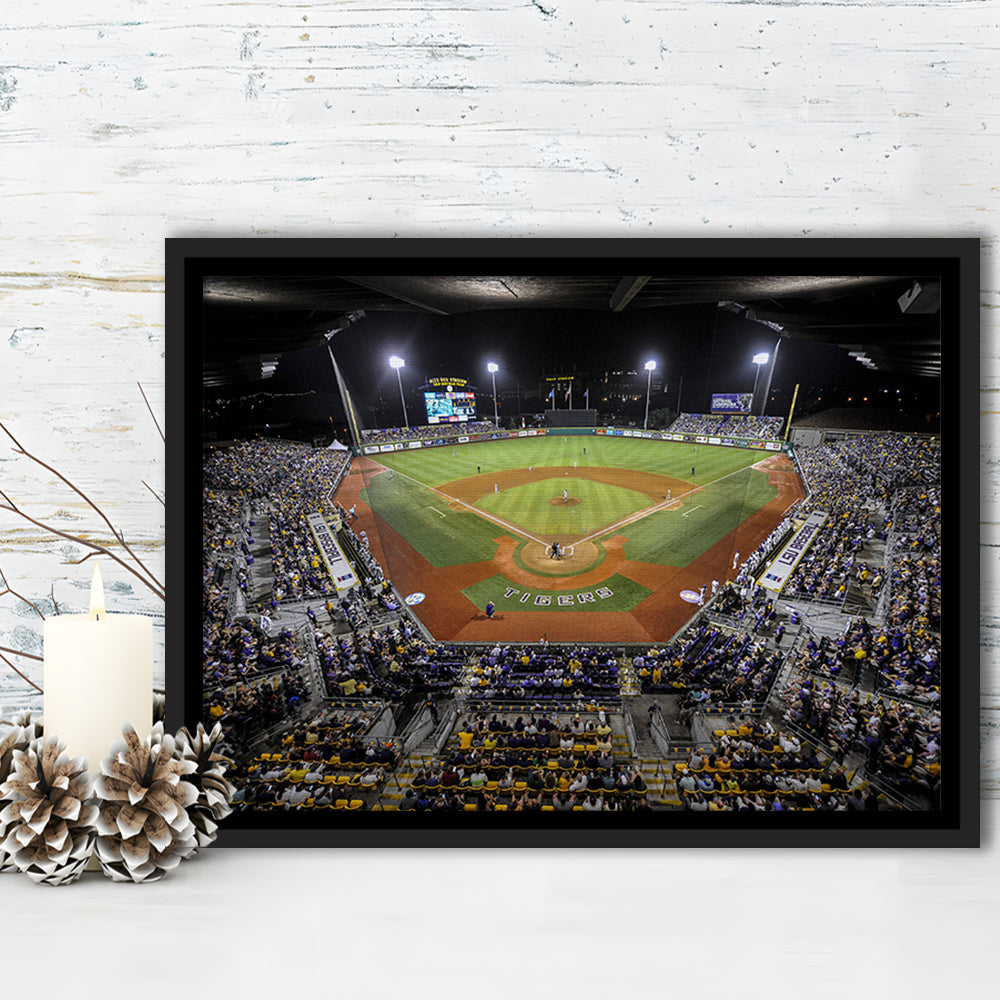 Alex Box Stadium in Louisiana, Stadium Canvas, Sport Art, Framed Canvas Print Wall Art, Floating Frame