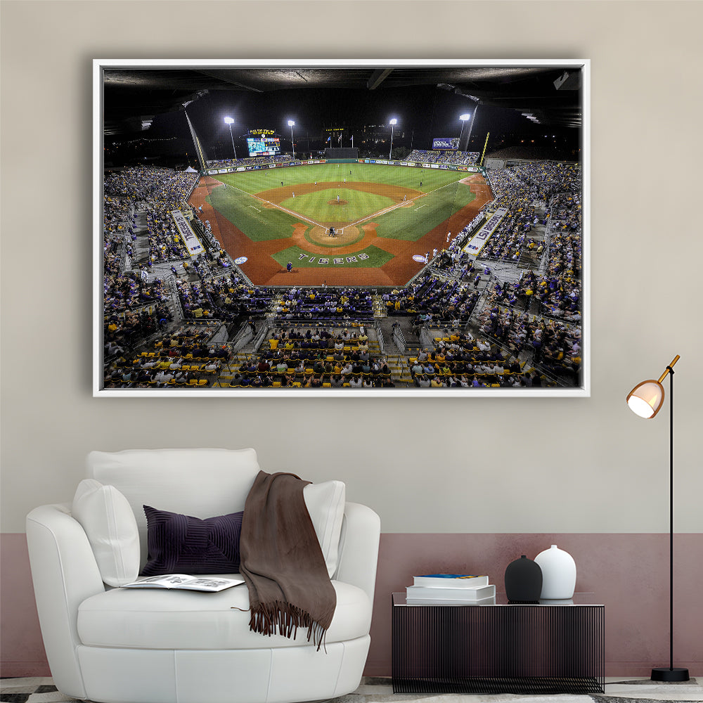 Alex Box Stadium in Louisiana, Stadium Canvas, Sport Art, Framed Canvas Print Wall Art, Floating Frame