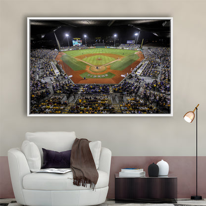 Alex Box Stadium in Louisiana, Stadium Canvas, Sport Art, Framed Canvas Print Wall Art, Floating Frame