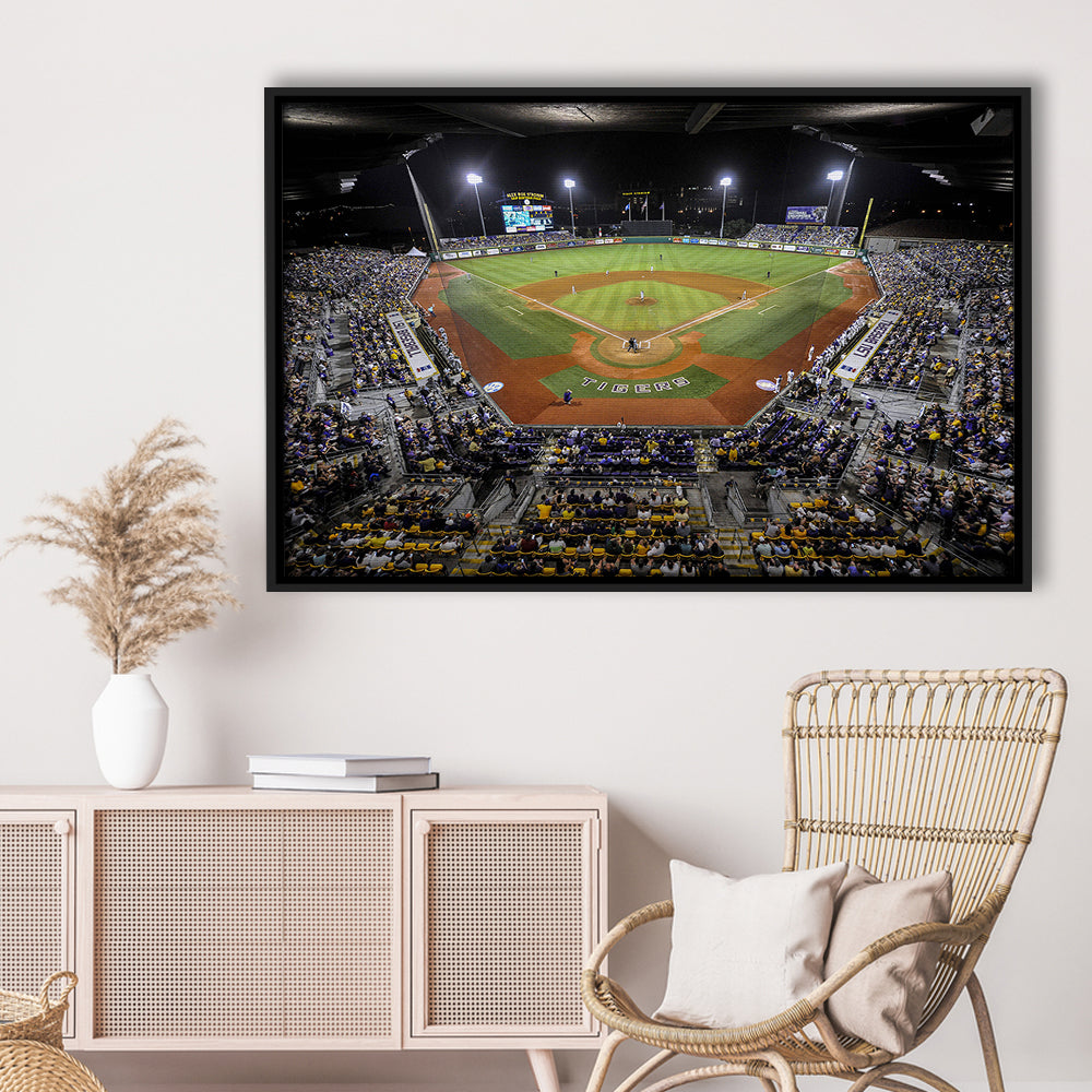 Alex Box Stadium in Louisiana, Stadium Canvas, Sport Art, Framed Canvas Print Wall Art, Floating Frame