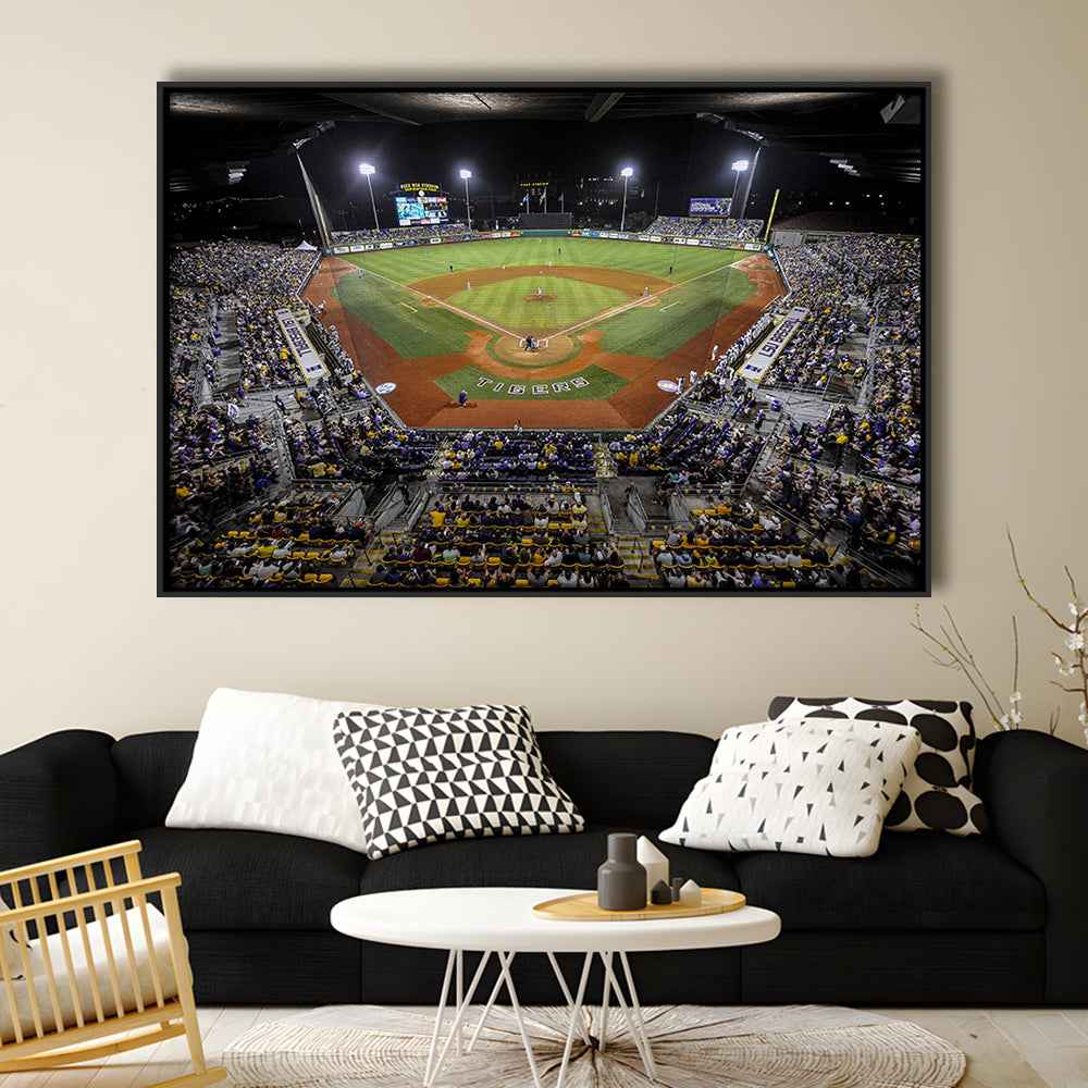Alex Box Stadium in Louisiana, Stadium Canvas, Sport Art, Framed Canvas Print Wall Art, Floating Frame