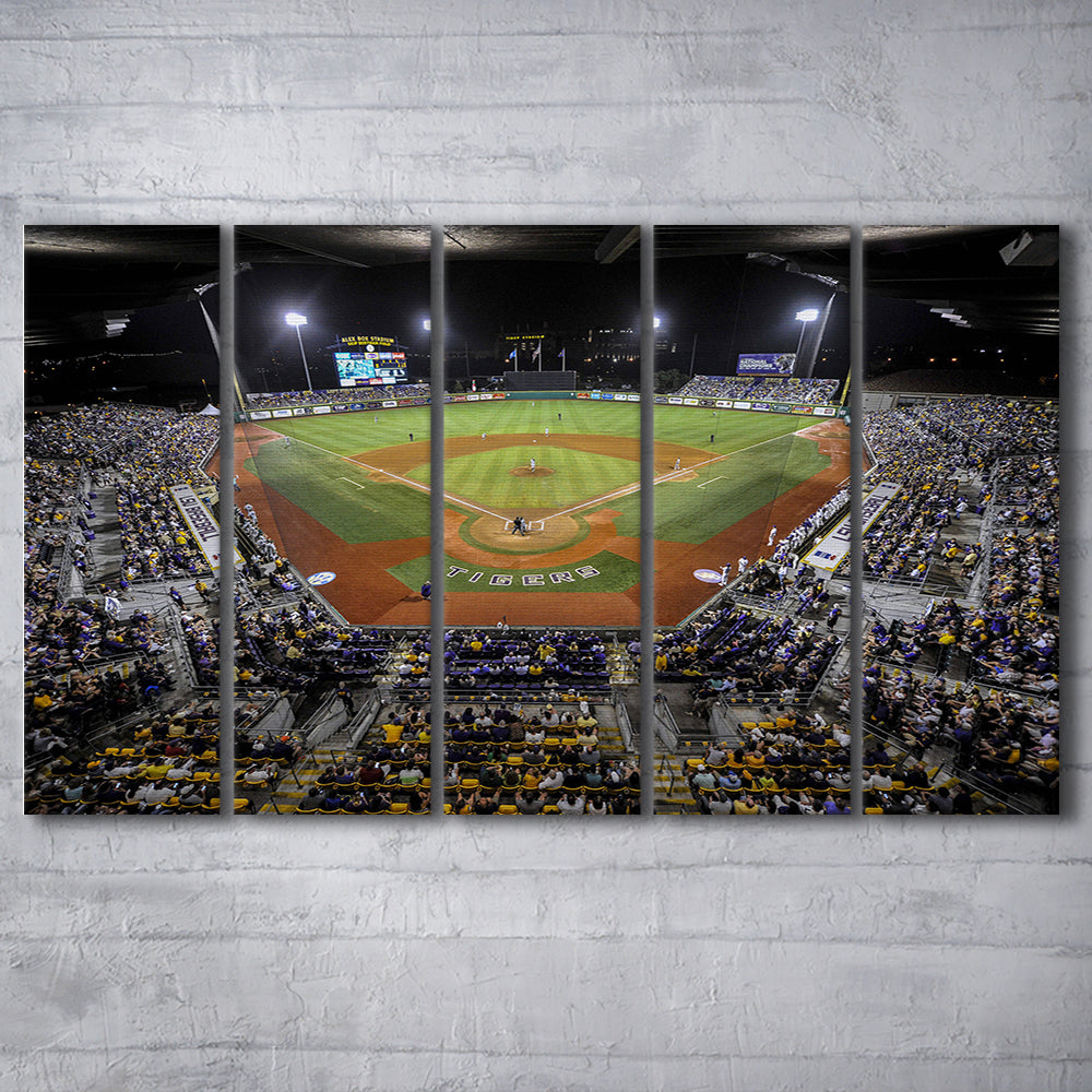 Alex Box Stadium in Louisiana, Stadium Canvas, Sport Art, 5 Panel B, Extra Large Canvas, Canvas Print Wall Art