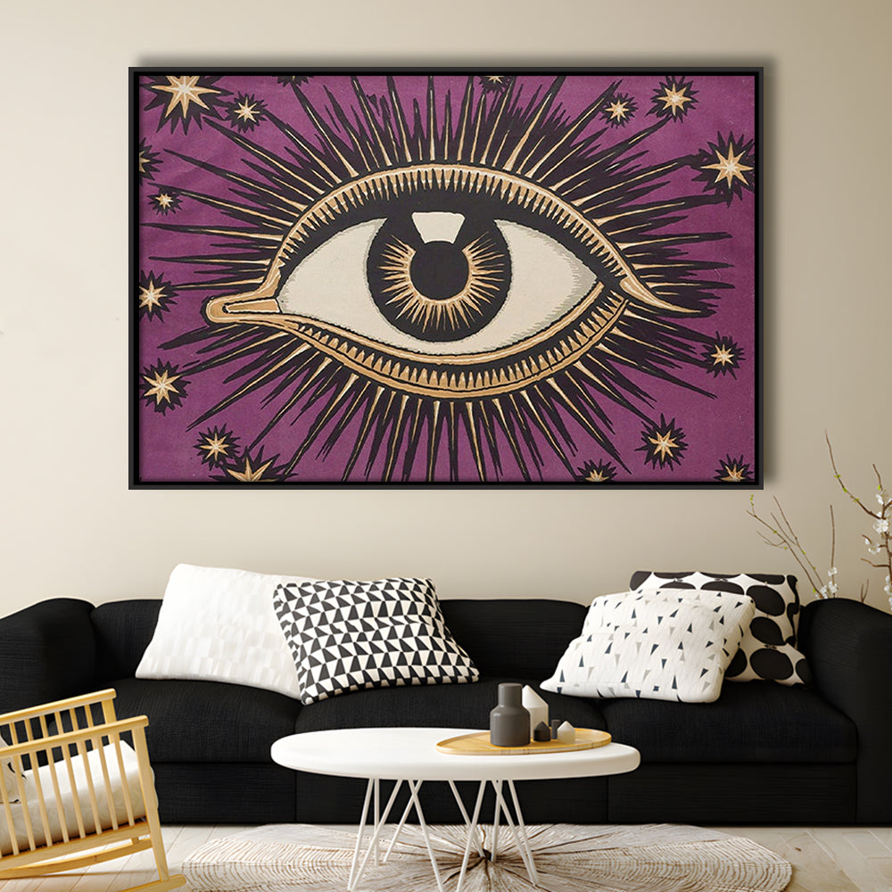 All Seeing Eye Print, Magic Print, Purple Art, Gallery Wall Print, Floating Framed Canvas Print Wall Art