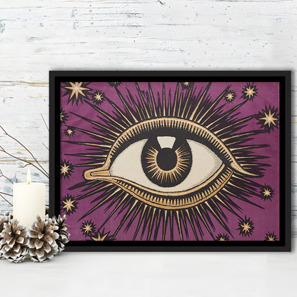 All Seeing Eye Print, Magic Print, Purple Art, Gallery Wall Print, Floating Framed Canvas Print Wall Art