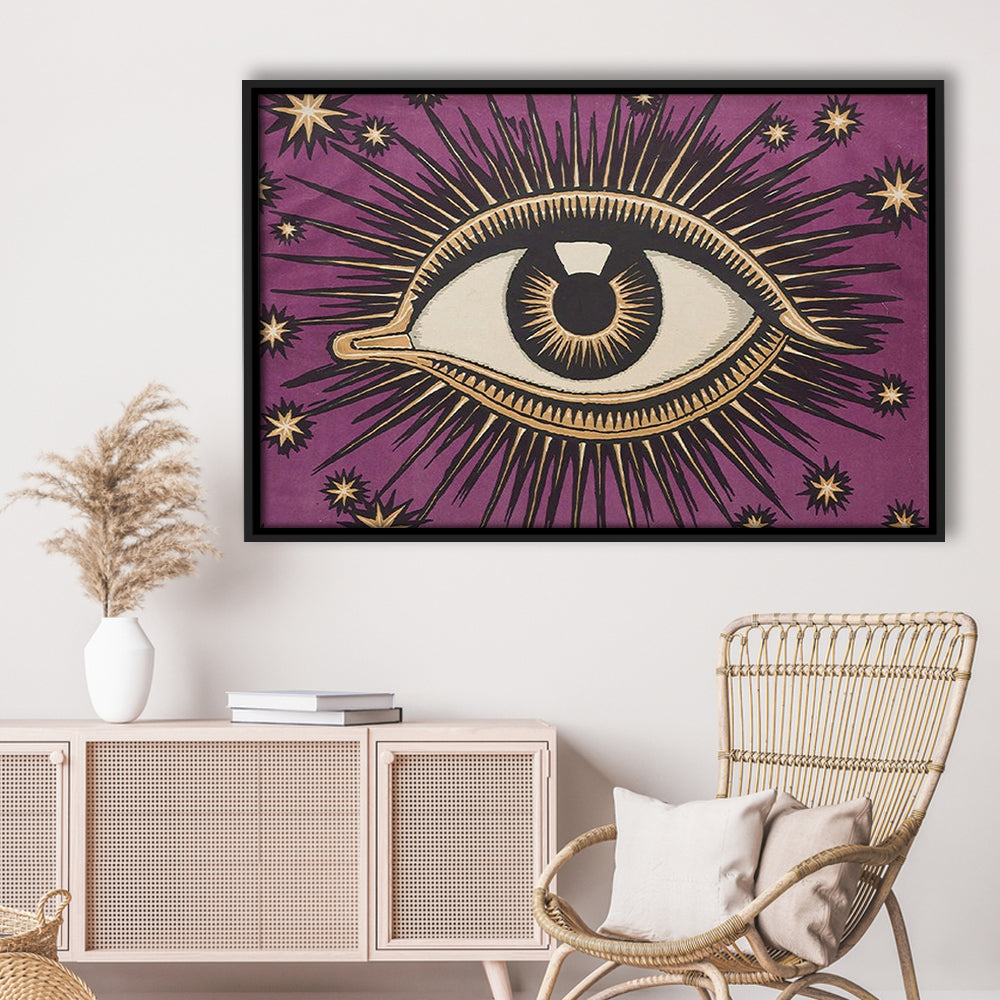 All Seeing Eye Print, Magic Print, Purple Art, Gallery Wall Print, Floating Framed Canvas Print Wall Art