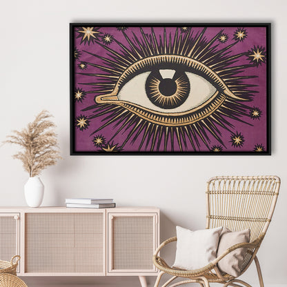 All Seeing Eye Print, Magic Print, Purple Art, Gallery Wall Print, Floating Framed Canvas Print Wall Art