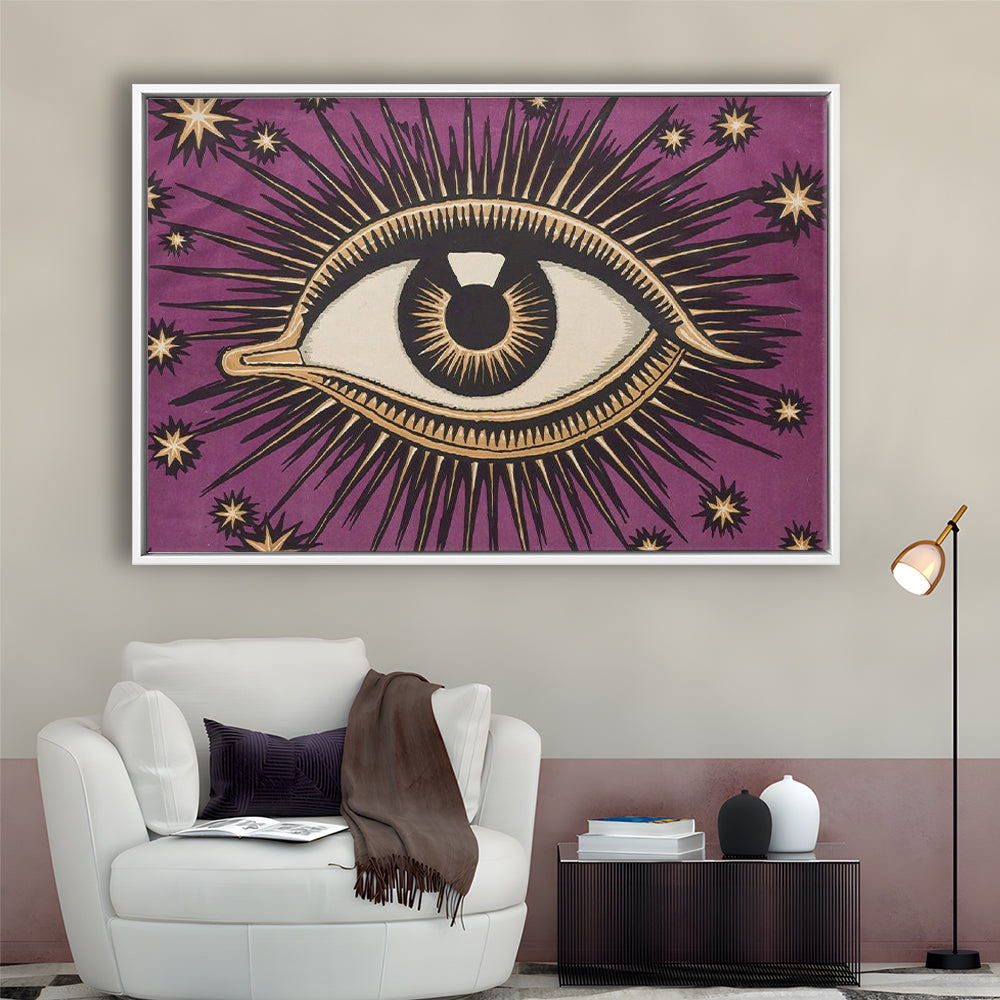 All Seeing Eye Print, Magic Print, Purple Art, Gallery Wall Print, Floating Framed Canvas Print Wall Art