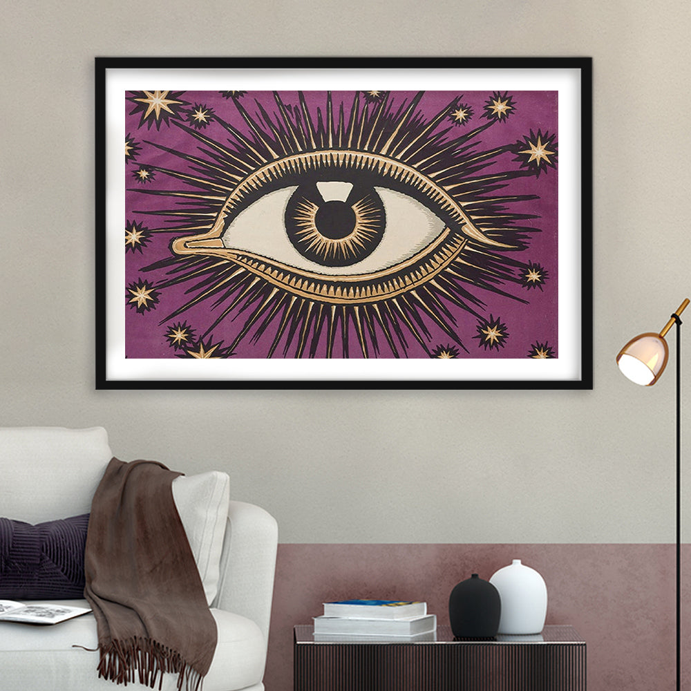 All Seeing Eye Print, Magic Print, Purple Art, Gallery Wall Print, Framed Art Print White Border Wall Decor