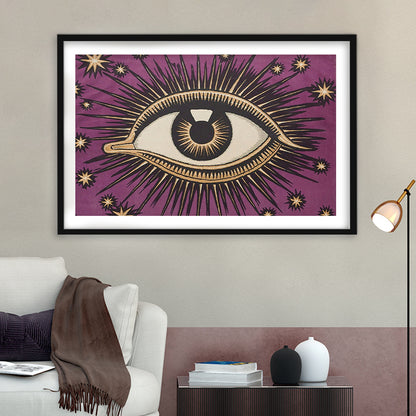 All Seeing Eye Print, Magic Print, Purple Art, Gallery Wall Print, Framed Art Print White Border Wall Decor