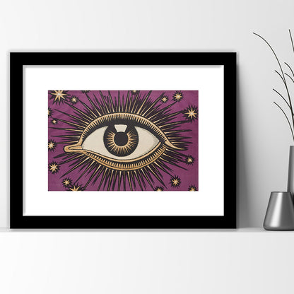 All Seeing Eye Print, Magic Print, Purple Art, Gallery Wall Print, Framed Art Print White Border Wall Decor