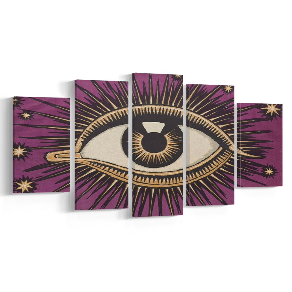 All Seeing Eye Print, Magic Print, Purple Art, Gallery Wall Print, Mixed Panels Canvas Print Wall Art
