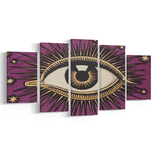 All Seeing Eye Print, Magic Print, Purple Art, Gallery Wall Print, Mixed Panels Canvas Print Wall Art