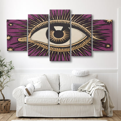 All Seeing Eye Print, Magic Print, Purple Art, Gallery Wall Print, Mixed Panels Canvas Print Wall Art