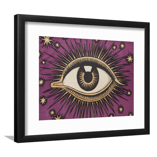 All Seeing Eye Print, Magic Print, Purple Art, Gallery Wall Print, Framed Art Print White Border Wall Decor