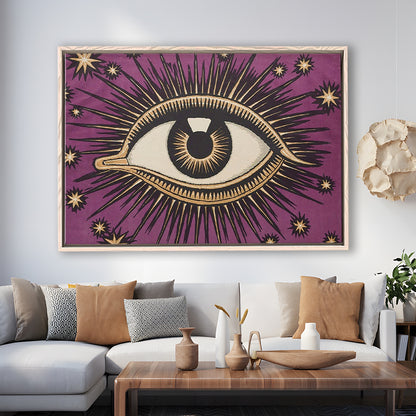 All Seeing Eye Print, Magic Print, Purple Art, Gallery Wall Print, Floating Framed Canvas Print Wall Art
