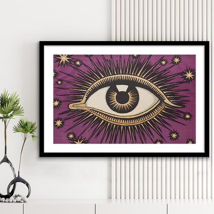 All Seeing Eye Print, Magic Print, Purple Art, Gallery Wall Print, Framed Art Print White Border Wall Decor
