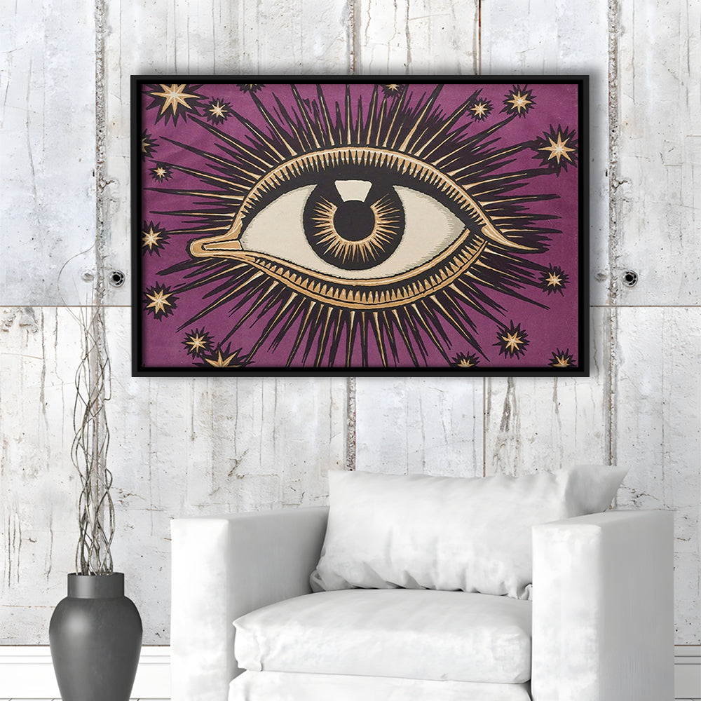 All Seeing Eye Print, Magic Print, Purple Art, Gallery Wall Print, Floating Framed Canvas Print Wall Art