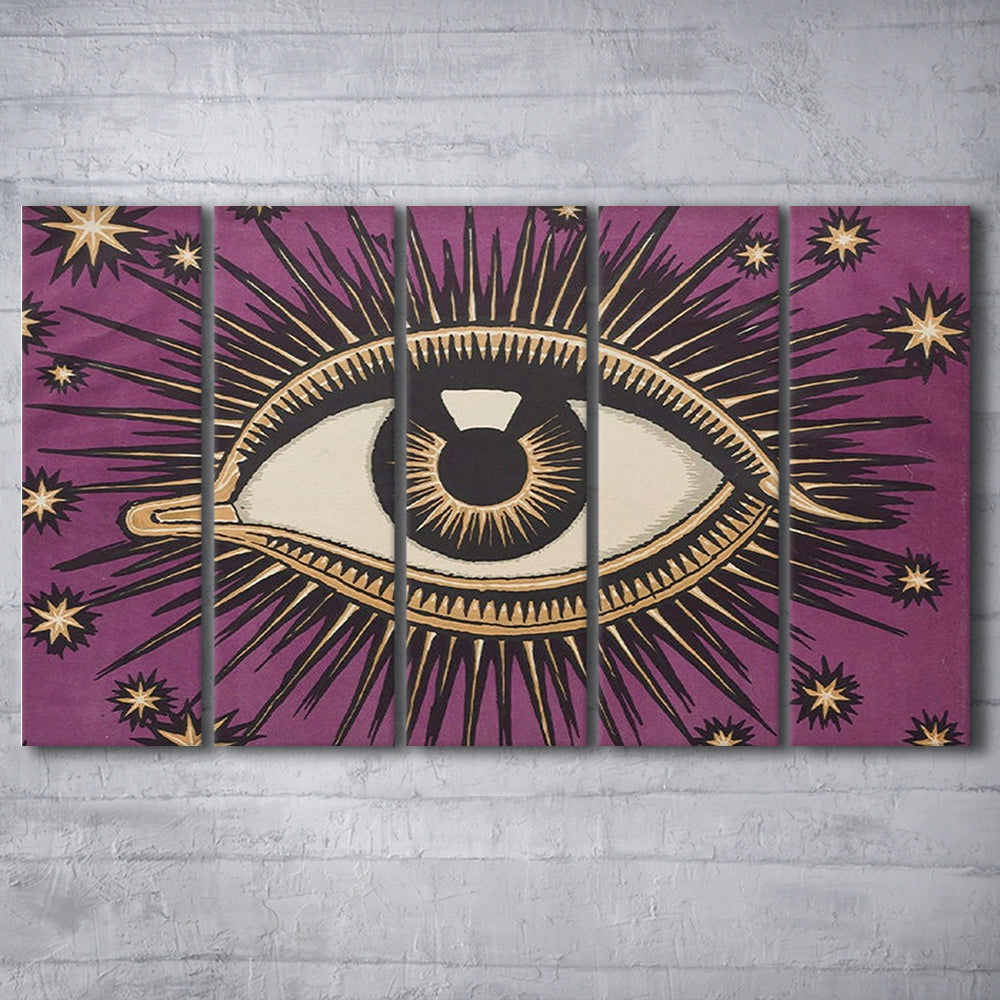 All Seeing Eye Print, Magic Print, Purple Art, Gallery Wall Print, Multi Panels Canvas Print Wall Art
