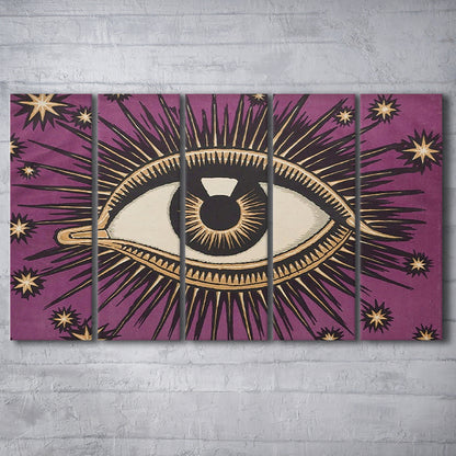 All Seeing Eye Print, Magic Print, Purple Art, Gallery Wall Print, Multi Panels Canvas Print Wall Art