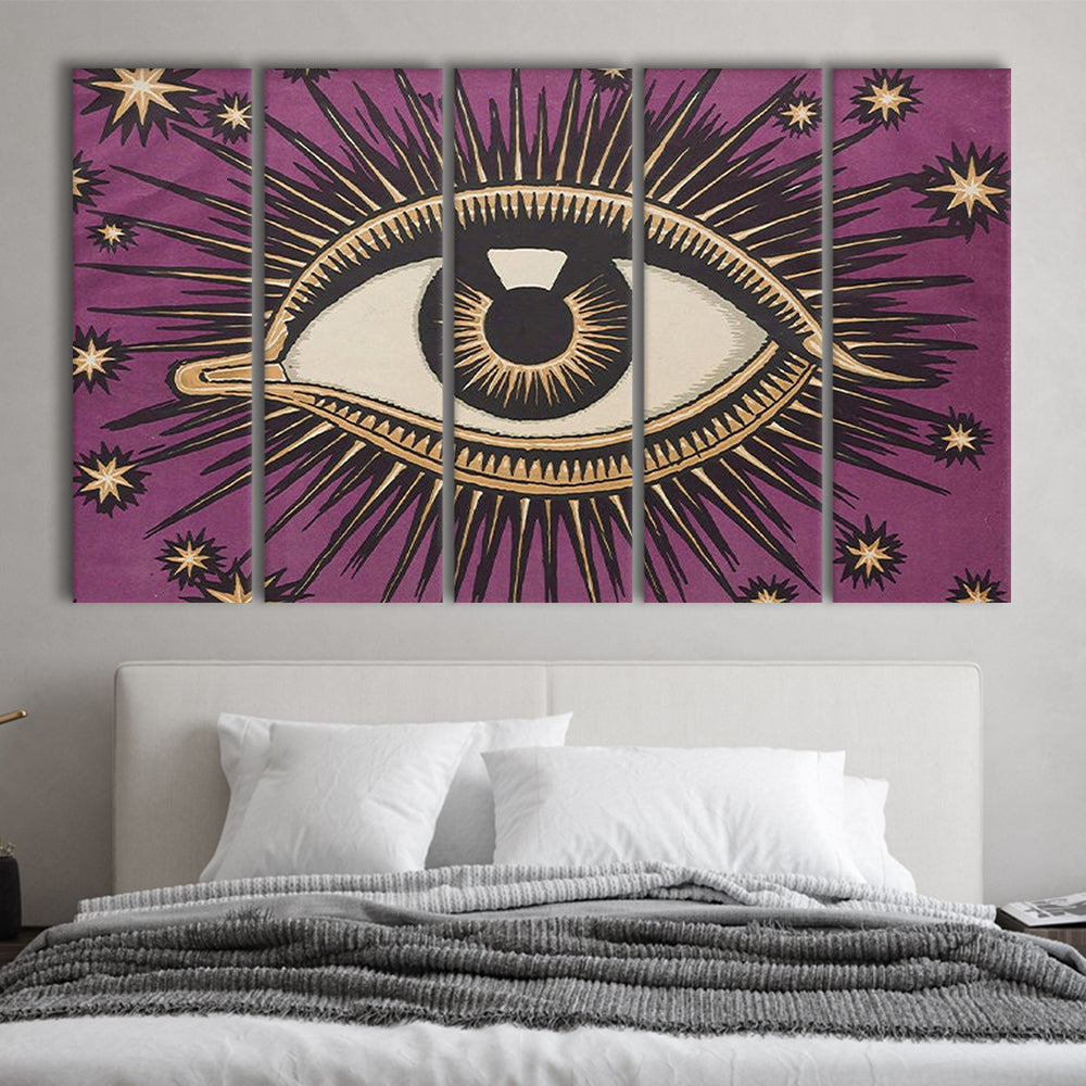 All Seeing Eye Print, Magic Print, Purple Art, Gallery Wall Print, Multi Panels Canvas Print Wall Art