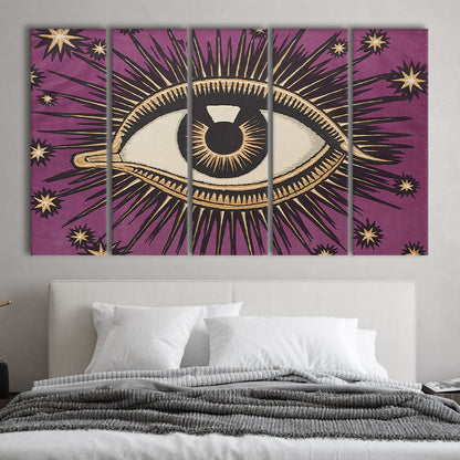 All Seeing Eye Print, Magic Print, Purple Art, Gallery Wall Print, Multi Panels Canvas Print Wall Art