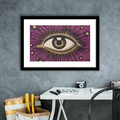 All Seeing Eye Print, Magic Print, Purple Art, Gallery Wall Print, Framed Art Print White Border Wall Decor