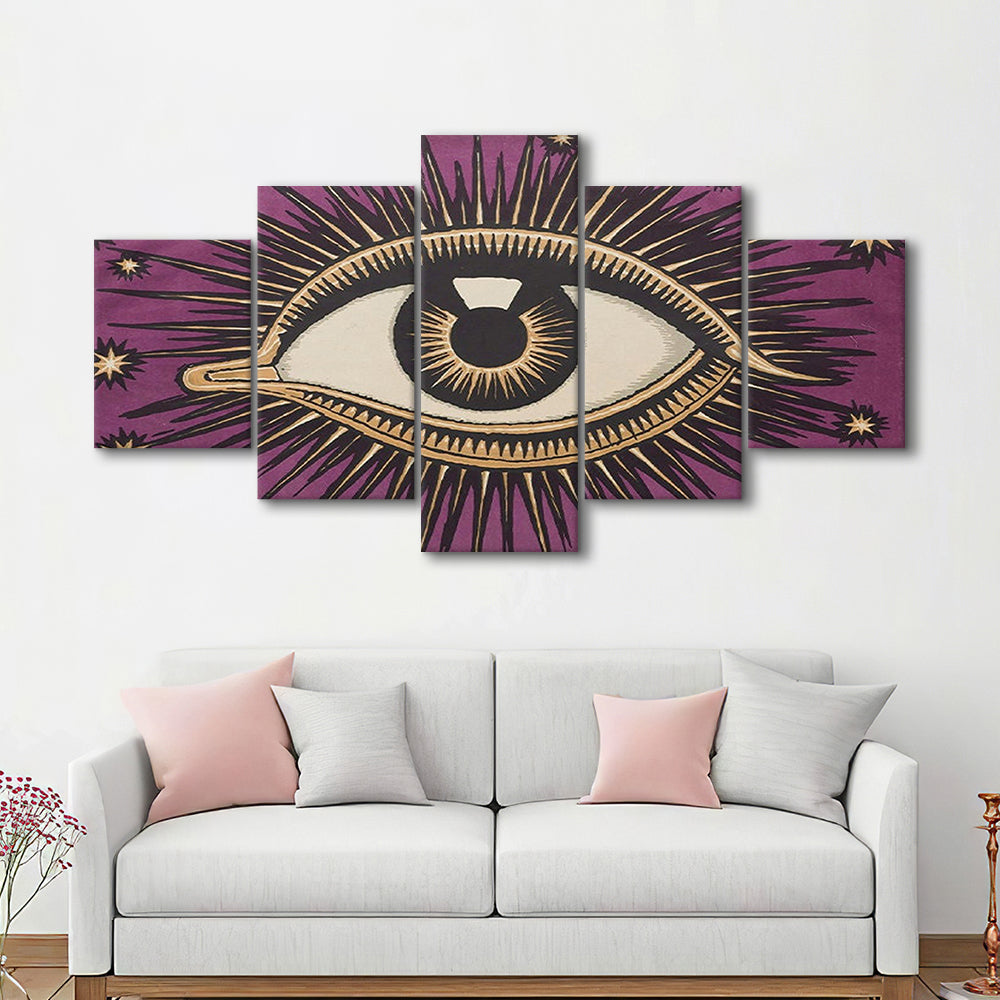 All Seeing Eye Print, Magic Print, Purple Art, Gallery Wall Print, Mixed Panels Canvas Print Wall Art