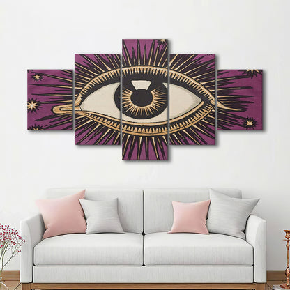 All Seeing Eye Print, Magic Print, Purple Art, Gallery Wall Print, Mixed Panels Canvas Print Wall Art
